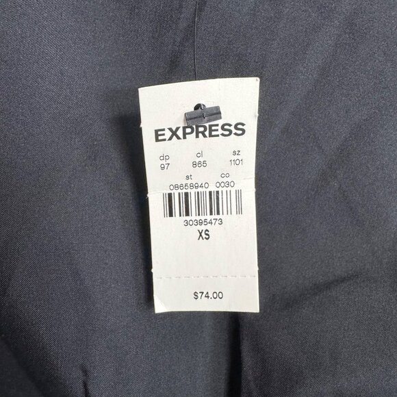 Express Cropped Black Long Sleeve Wrap-Style Blouse‎ with Ruffle V-Neck Size XS - Picture 4 of 10